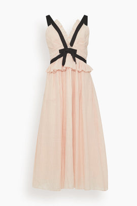 Thalia Ramie Tank Midi Dress in Blush