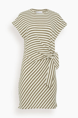 Nina Cinched Mini Dress in Cream and Olive Stripe