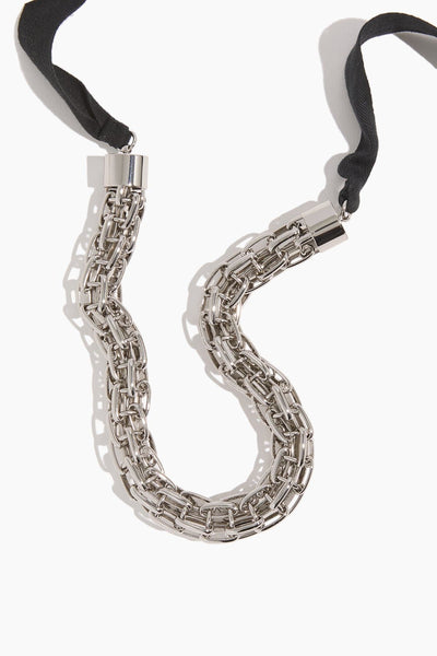 Grid Chain Necklace with Rib in Nikel Lucido