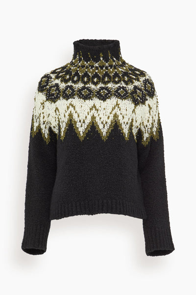 Lizzy Sweater in Textured Fairisle Black Multi