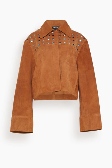 Minuit Jackets Nova Eyelet Suede Jacket in Tobacco