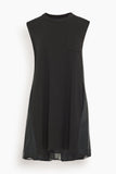 Sacai Cotton Jersey Nylon Twill Dress in Black