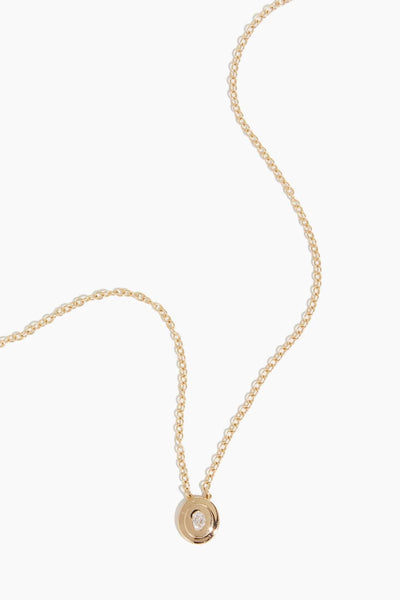 Double Bezel Solitaire Necklace in 14k Yellow Gold