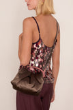 Dries Van Noten Pleated Velvet Bag in Dark Brown