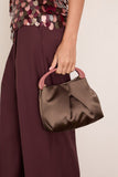 Dries Van Noten Pleated Velvet Bag in Dark Brown