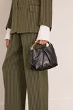 Dries Van Noten Pleated Leather Bag in Black