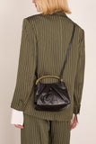 Dries Van Noten Pleated Leather Bag in Black