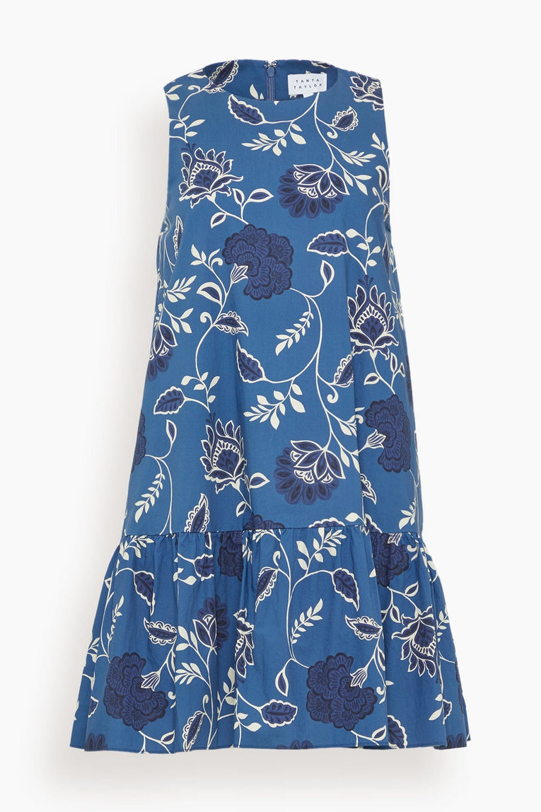 Tanya Taylor Jessie Dress in French Blue/Cream