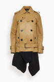 Sacai Leather Wool Knit Jacket in Beige/Black