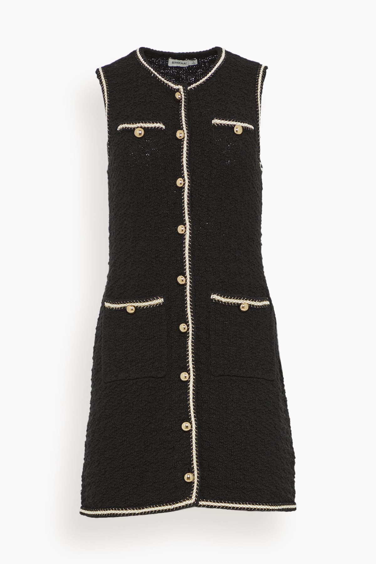 Simkhai Kerris Short Sleeve Mini Dress in Black Ivory