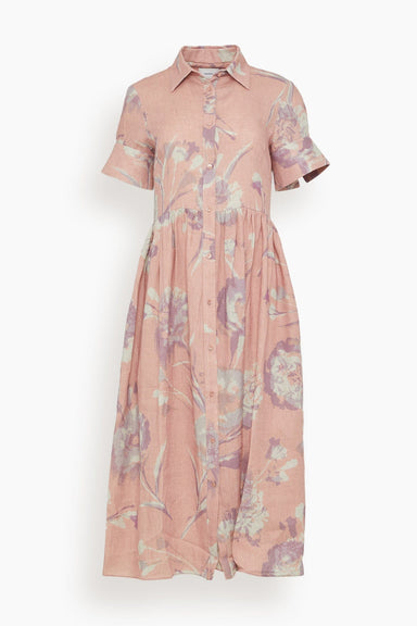 Erdem Dresses Short Sleeve Shirt Dress in Carnation Cyanotype Rose Short Sleeve Shirt Dress in Carnation Cyanotype Rose