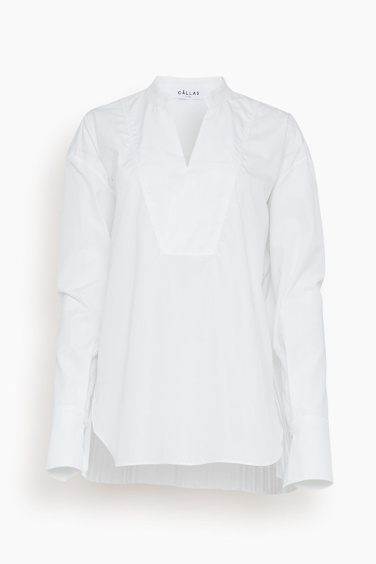 Callas Milano Tops Nur Pleated Back Crewneck Tunic in White