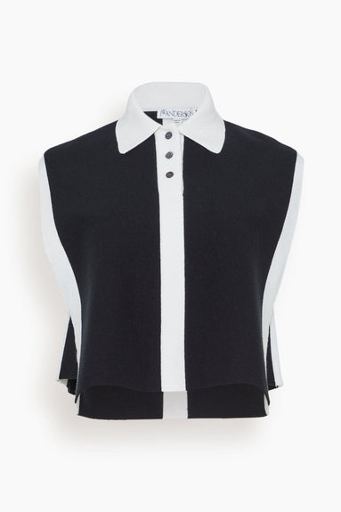 JW Anderson Tops Layered Contrast Polo Vest in Black