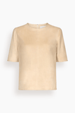 Loulou de Saison Zaida Suede Boxy T-Shirt in Beige