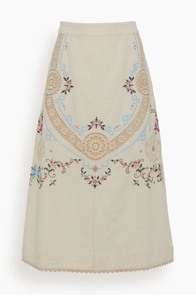 Edwina Embroidered Skirt in White