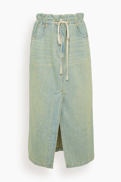 Carta Denim Skirt in Khaki Indigo