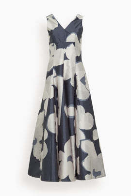 Momentum Gown in Charcoal Poppy Print