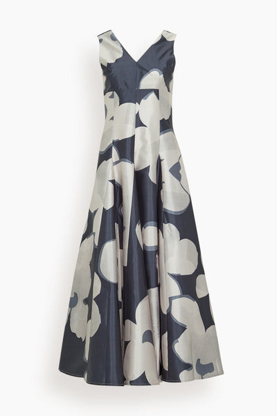 Momentum Gown in Charcoal Poppy Print