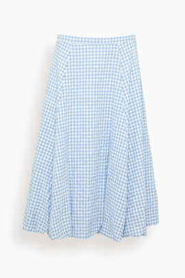 Checked Seersucker Skirt in Light Blue