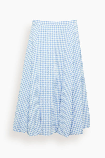 Checked Seersucker Skirt in Light Blue