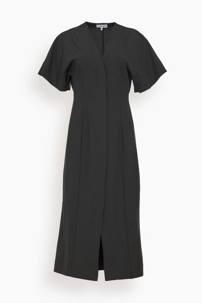 Drapey Melange Midi Dress in Black