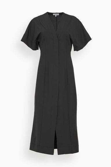Ganni Casual Dresses Drapey Melange Midi Dress in Black