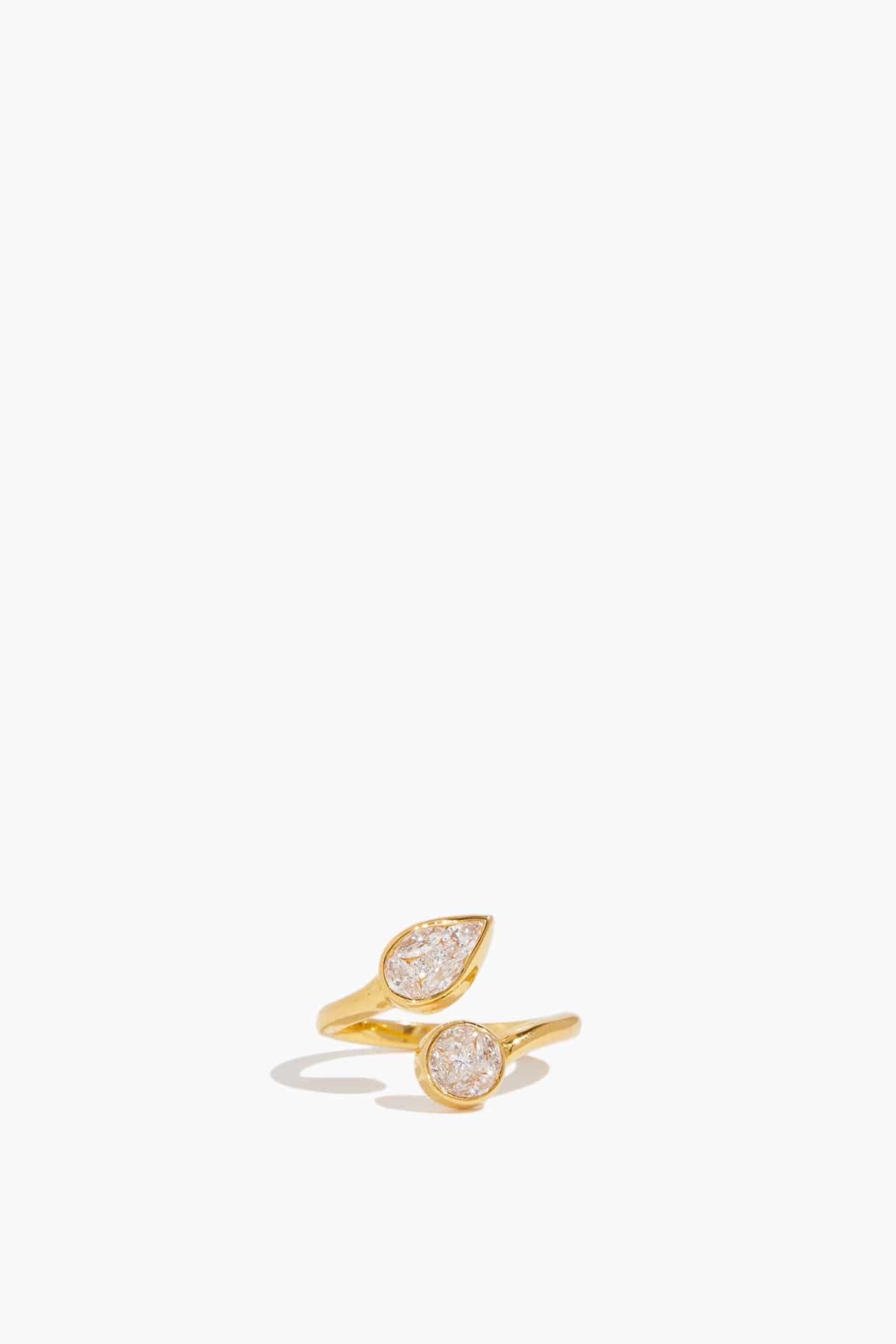 Stoned Fine Jewelry Rings Wrapped Leaf Ring in 18k Yellow Gold