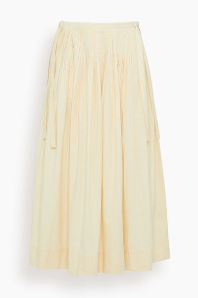 Pleated Cotton Linen Skirt in Ecru