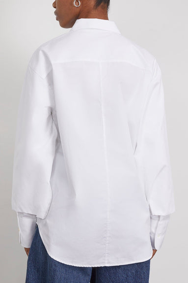 Bite Studios Tops Crinkled Sleeve Shirt in White Bite Studios Crinkled Sleeve Shirt in White