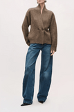 Brandon Maxwell The Lowen Double Breasted Shawl Cardigan in Truffle