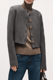 Brandon Maxwell The Ryder Knit Jacket in Heather Grey