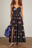 Busayo Casual Dresses Olori V-Neck High Slit Dress in Black/Pink/White