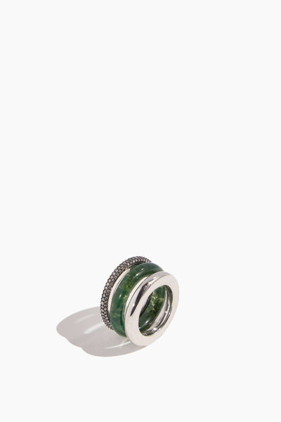 By Pariah Rings Aurea Ring Stack in Grey Diamond/Moss Agate By Pariah Aurea Ring Stack in Grey Diamond/Moss Agate