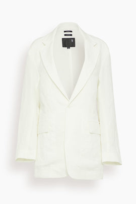 Oversized Ragged Blazer in White