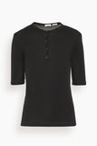 Bite Studios Leo Buttoned Rib Merino Top in Black