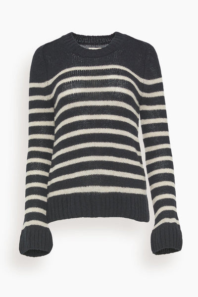 Tilda Crewneck Mariner Stripe Sweater in Black/Powder Stripe