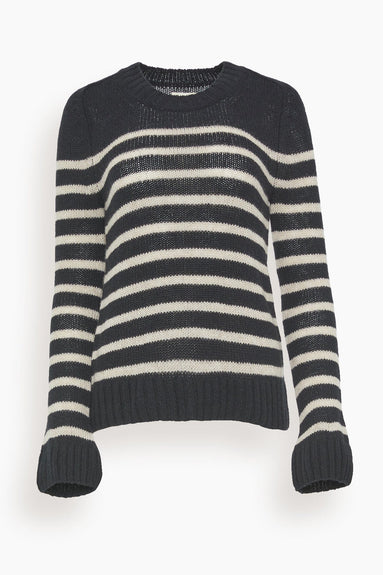 Khaite Sweaters Tilda Crewneck Mariner Stripe Sweater in Black/Powder Stripe
