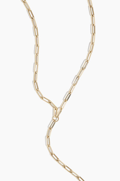 Paperclip Lariat Necklace in 14k Yellow Gold