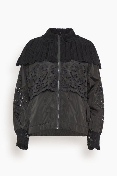 Dahlia Eyelet Windbreaker in Black