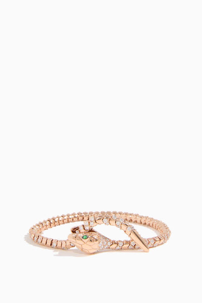 Nouveau Scattered Diamond Serpent Bracelet in 18k Rose Gold