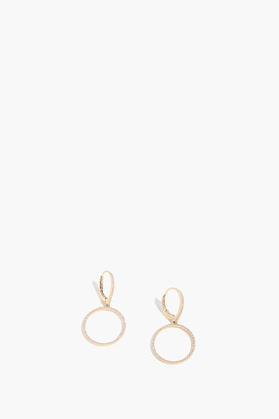 Pave Circle Earrings in 14k Yellow Gold