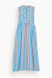 Ganni Dresses Stripe Cotton Midi Dress in Brilliant Blue