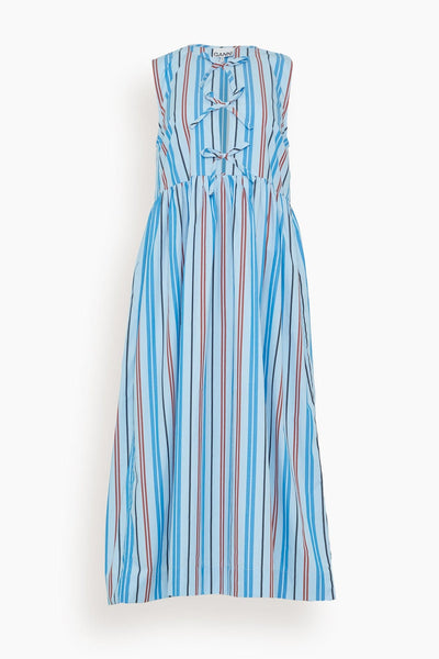 Stripe Cotton Midi Dress in Brilliant Blue