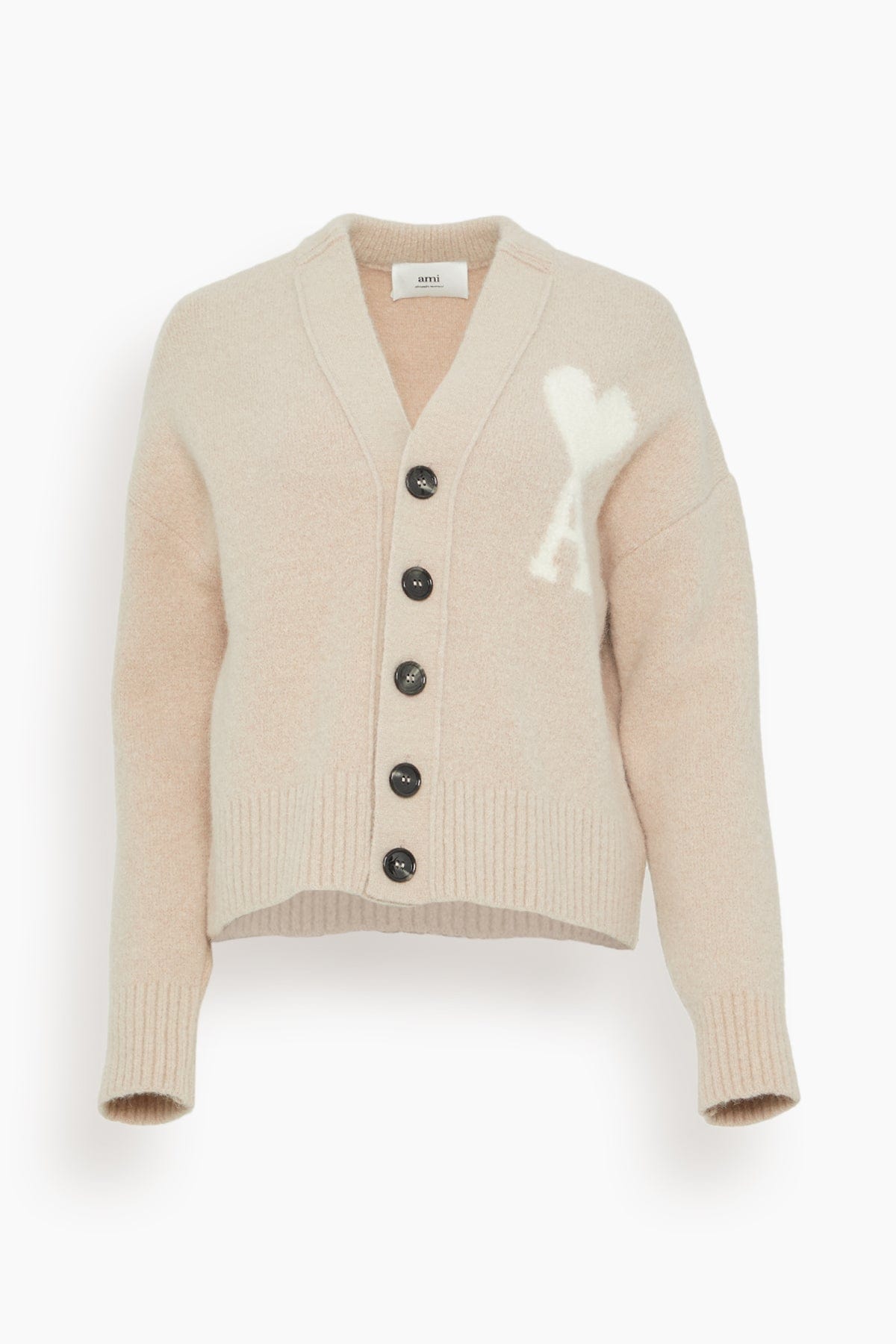 Ami Paris Sweaters Off White ADC Cardigan in Powder Pink/Ivory