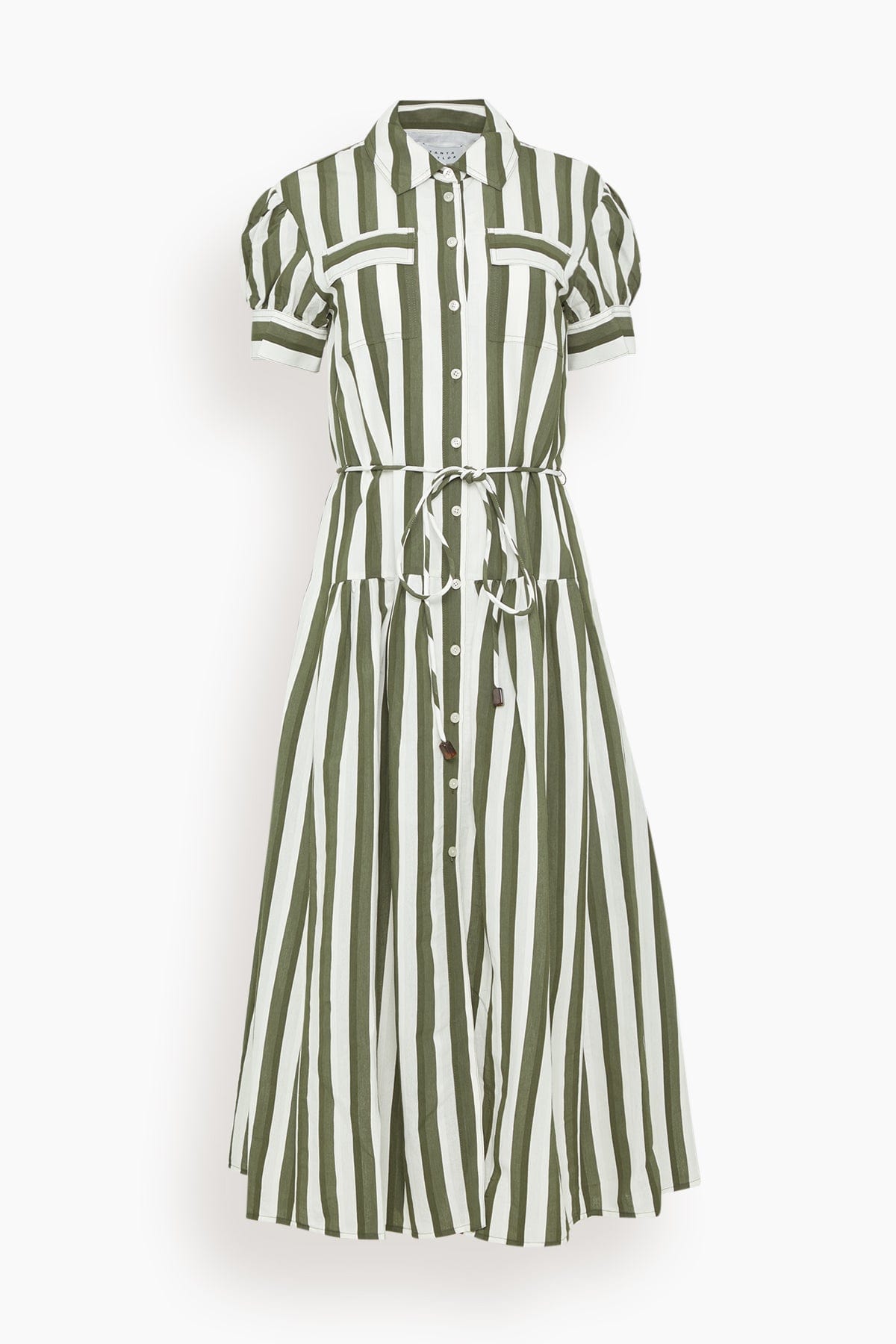 Tanya Taylor Carrington Dress in Fern/Ivory