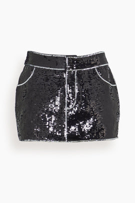 Stardust Sequined Mini Skirt in Noir