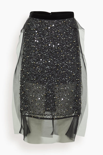 Sequin Embroidery Skirt in Black