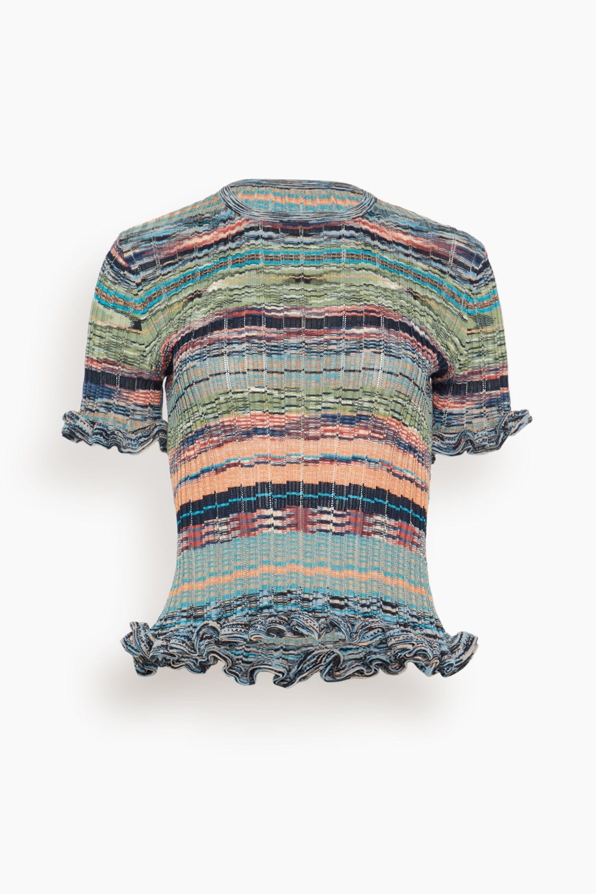 Ulla Johnson Miya Short Sleeve Knit Top in Azurite