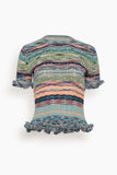 Ulla Johnson Miya Short Sleeve Knit Top in Azurite