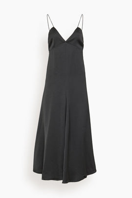 Fallon Open Back Slip Dress in Black